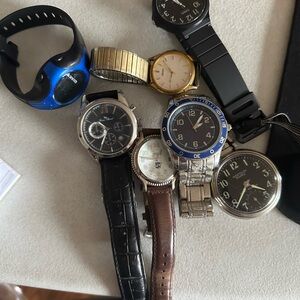 Assorted Men's Wrist Watches - Black, Silver, Brown, Blue